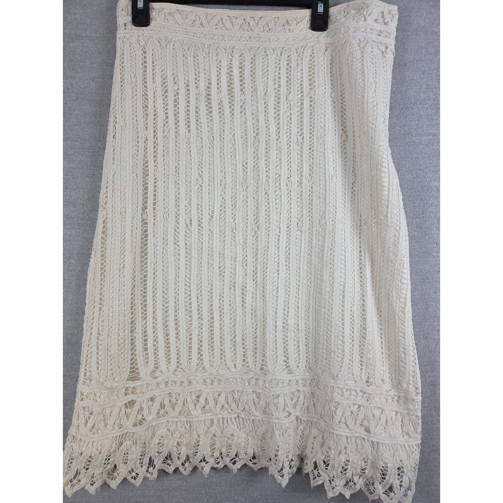 Ted Baker London Womens 4 Peasant Skirt Crochet Lace Boho Lined Fairygoth Ivory